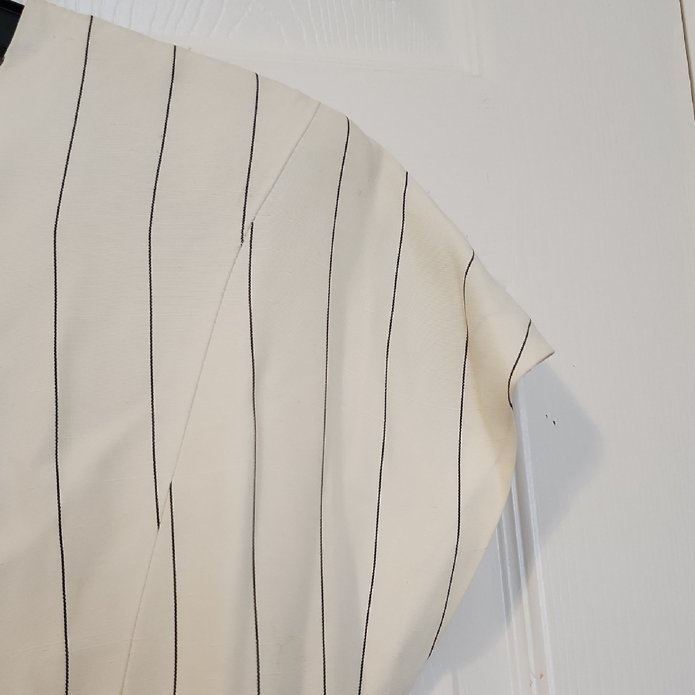 Elegant Cream Striped Mini Dress - Picture 4 of 11